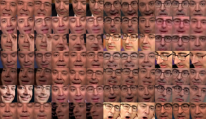 The progress of a neural network that is learning how to generate Jimmy Fallon and John Oliver’s faces.