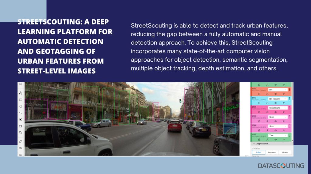 StreetScouting: A Deep Learning Platform for Automatic Detection and Geotagging of Urban Features from Street-Level Images