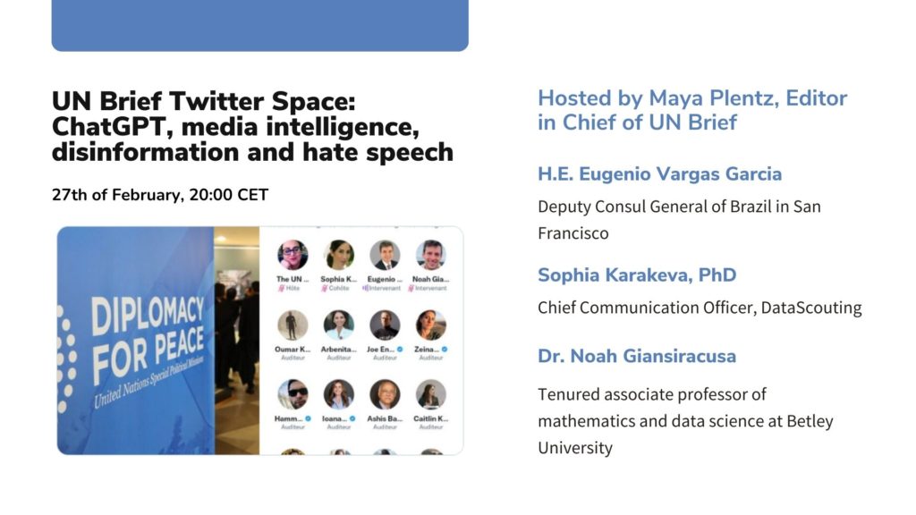 UN Brief Twitter Space: ChatGPT, media intelligence, disinformation and hate speech